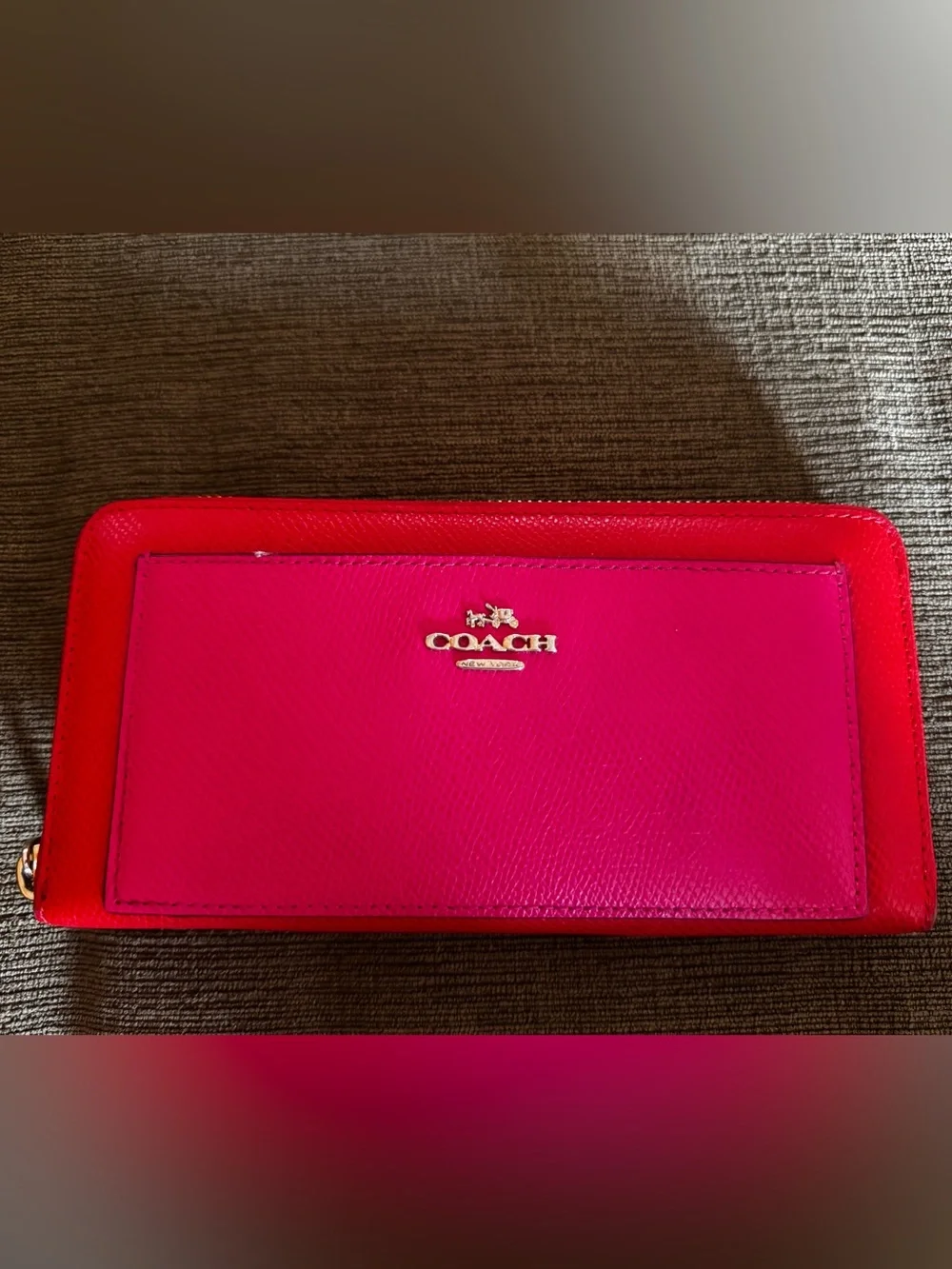 Coach Pink and Read Leather Long Wallet